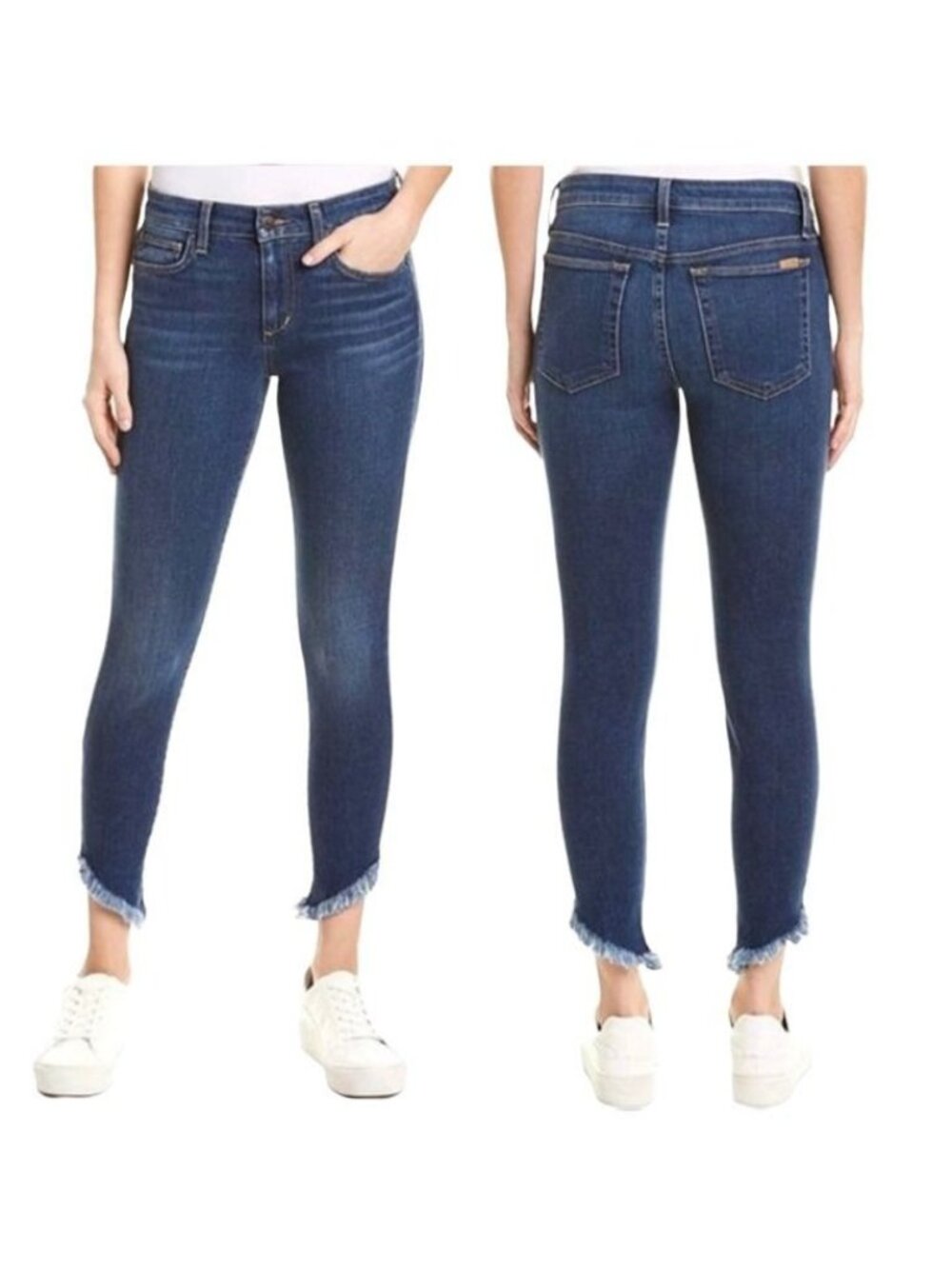 ❤️Joe's High Rise Skinny Ankle Jeans Dark Wash Diagonal Frayed Hem Women Sz 22